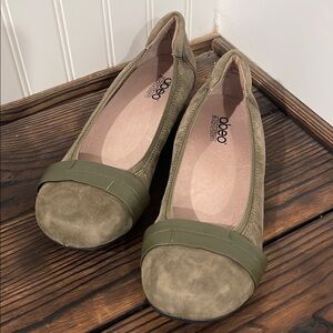 Abeo Tessa Khaki Suede Flats for Everyday Comfort